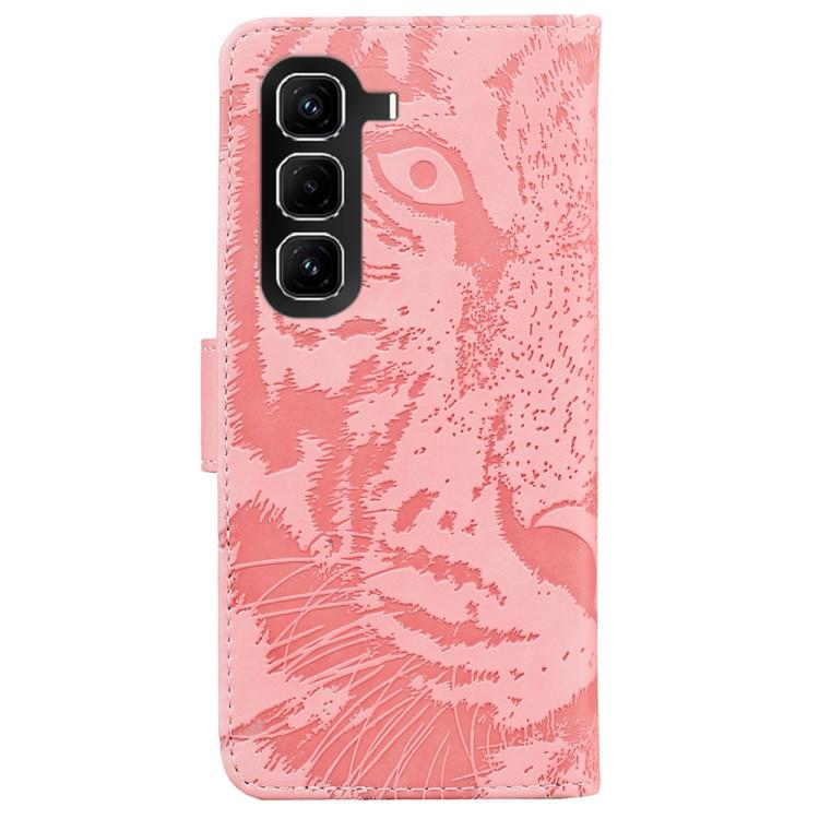 Funda de cuero con tapa y estampado de tigre para Infinix Hot 50 Pro+ 4G (rosa)