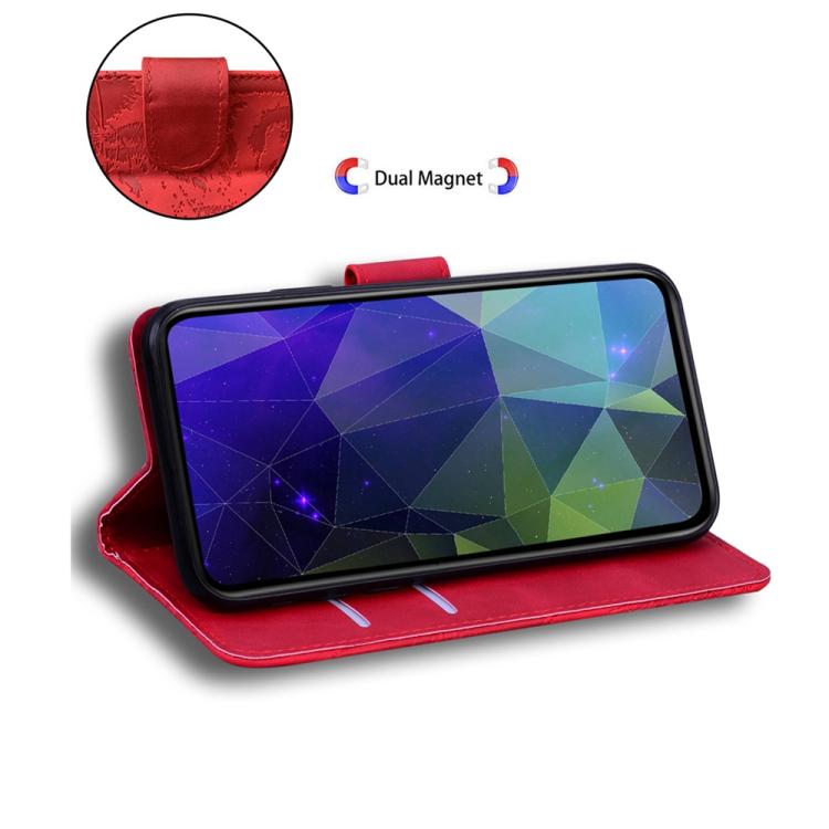 Funda de cuero con tapa y estampado de tigre para Infinix Note 50 Pro+ (roja)