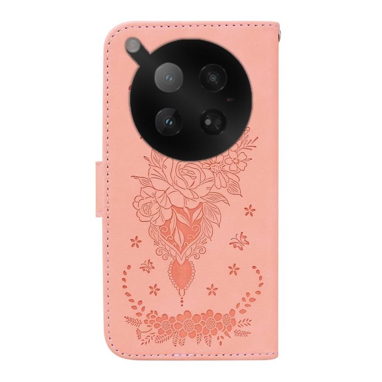 Funda de cuero con relieve de mariposa rosa para Infinix Zero 40 4G/5G (rosa)
