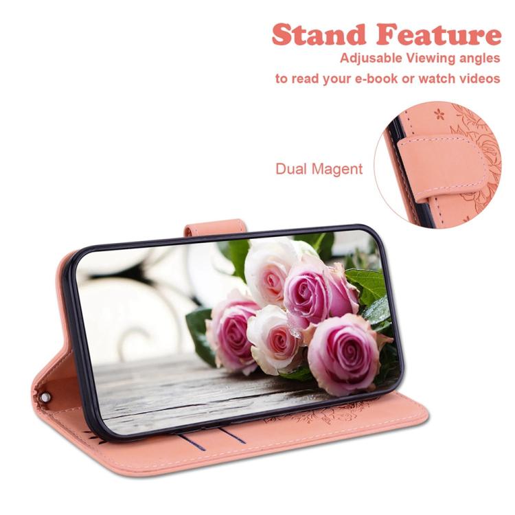 Funda de cuero con relieve de mariposa rosa para Infinix Zero 40 4G/5G (rosa)