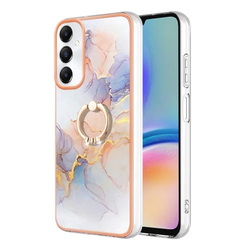 Estuche para Teléfono Samsung Galaxy A05S Imd TPU con Galvanoplastia con Anillo (Mármol Blanco)
