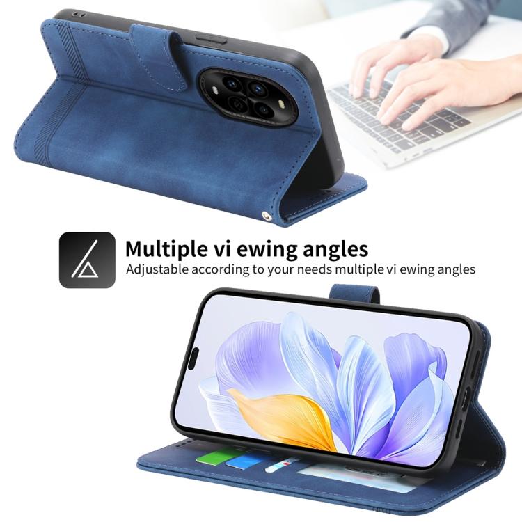 Funda híbrida de Cuero PU y TPU Dierfeng Dream Line para Huawei Nova 13 Pro (Azul)