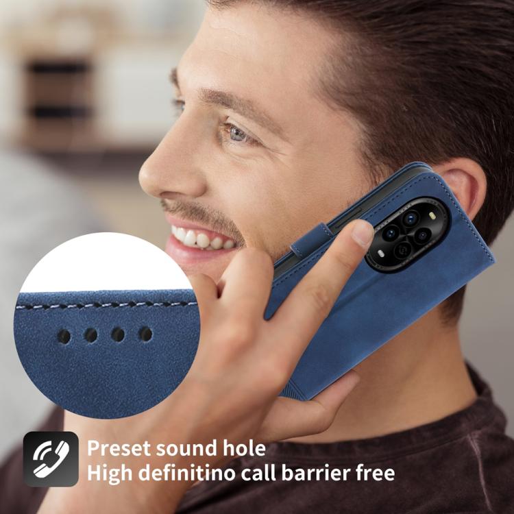 Funda híbrida de Cuero PU y TPU Dierfeng Dream Line para Huawei Nova 13 Pro (Azul)