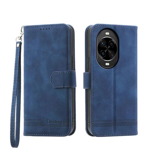Funda híbrida de TPU y cuero sintético Dierfeng Dream Line para Huawei nova 14 Pro (azul)