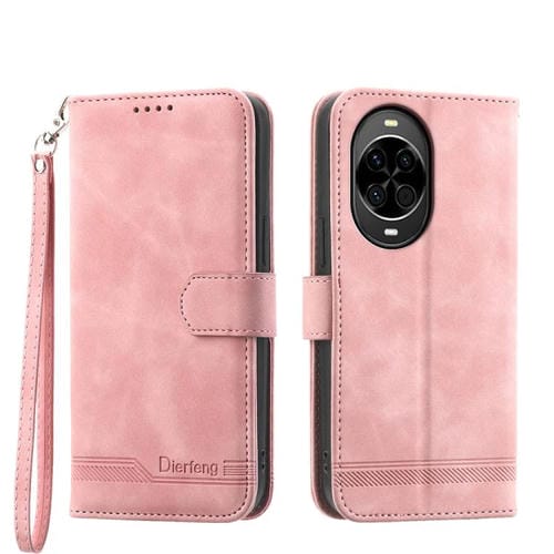 Funda híbrida de TPU y cuero sintético Dierfeng Dream Line para Huawei nova 14 (rosa)