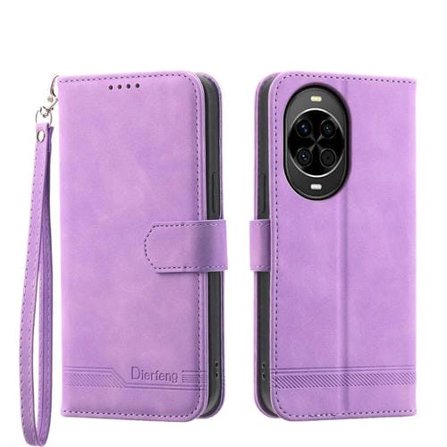 Funda híbrida de TPU y cuero sintético Dierfeng Dream Line para Huawei Nova 14 (morado)