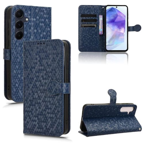 Funda para Samsung Galaxy A35 5G Cuero Textura Punto de Panal (Azul)