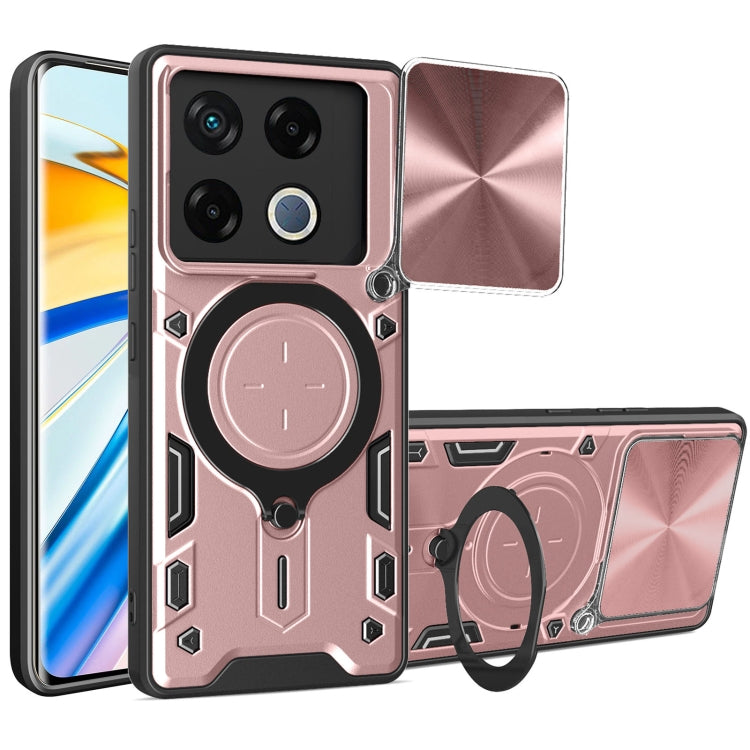 Funda para Teléfono Infinix GT 20 Pro con Soporte Magnético Deslizante y Textura de CD (Rosa)