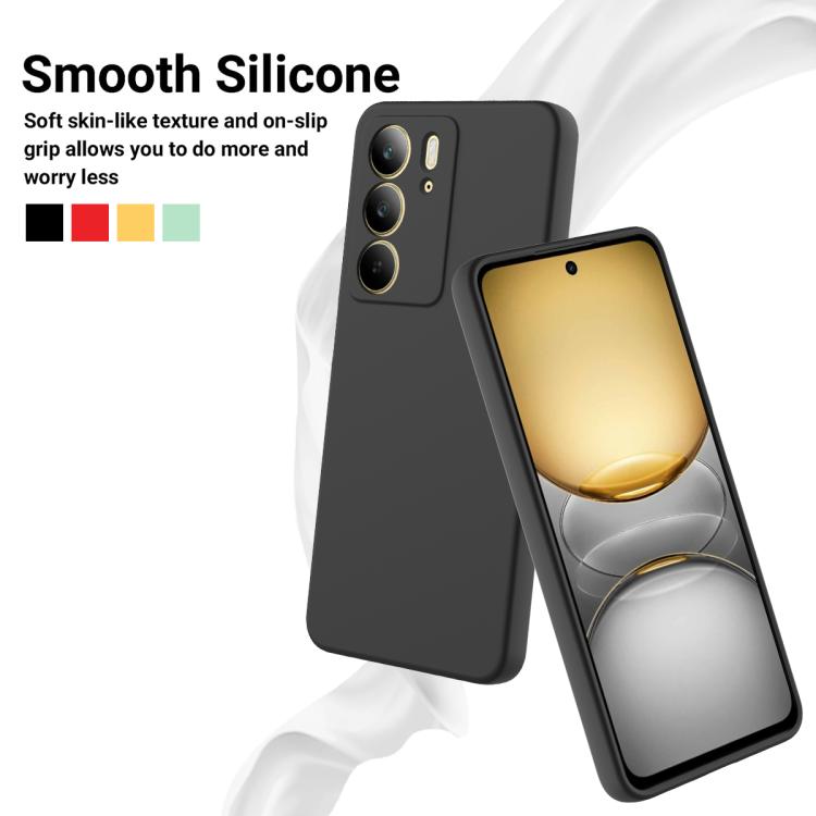 Funda de Silicona Líquida a Prueba de Golpes para Realme C75X (Color Puro, Negra)