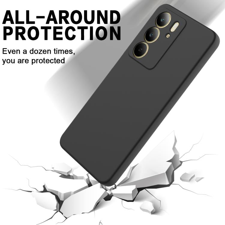 Funda de Silicona Líquida a Prueba de Golpes para Realme C75X (Color Puro, Negra)