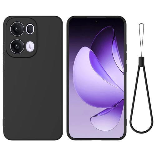 Funda de Silicona Líquida a Prueba de Golpes para Oppo Reno13 Pro 5G (Color Puro Global, Negro)