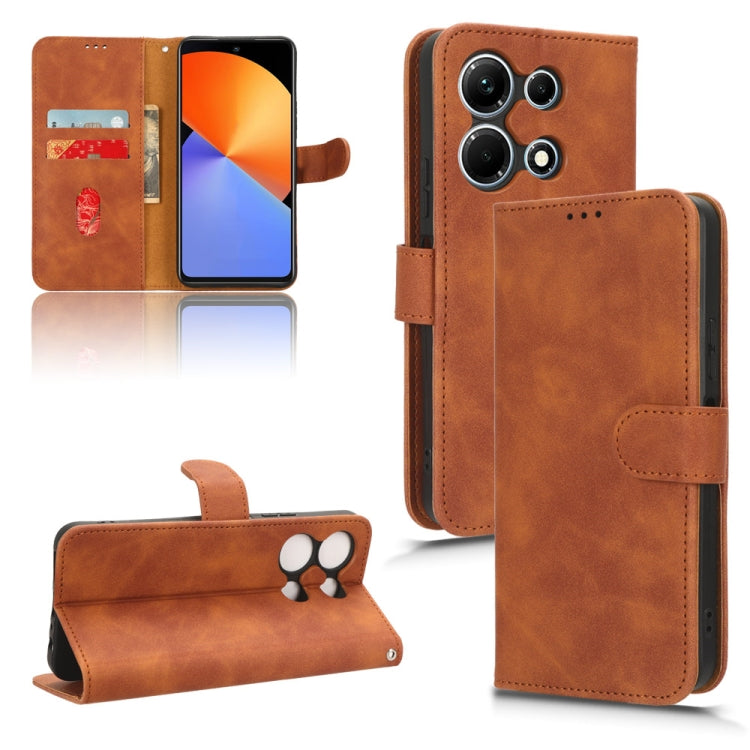 Funda para Infinix Note 30I Skin Feel Flip Magnética de Cuero (Marrón)
