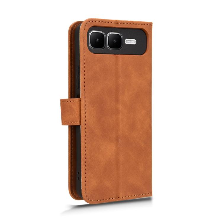 Funda de cuero con tapa magnética y diseño de piel para Infinix Smart 10 Plus 4G (marrón)
