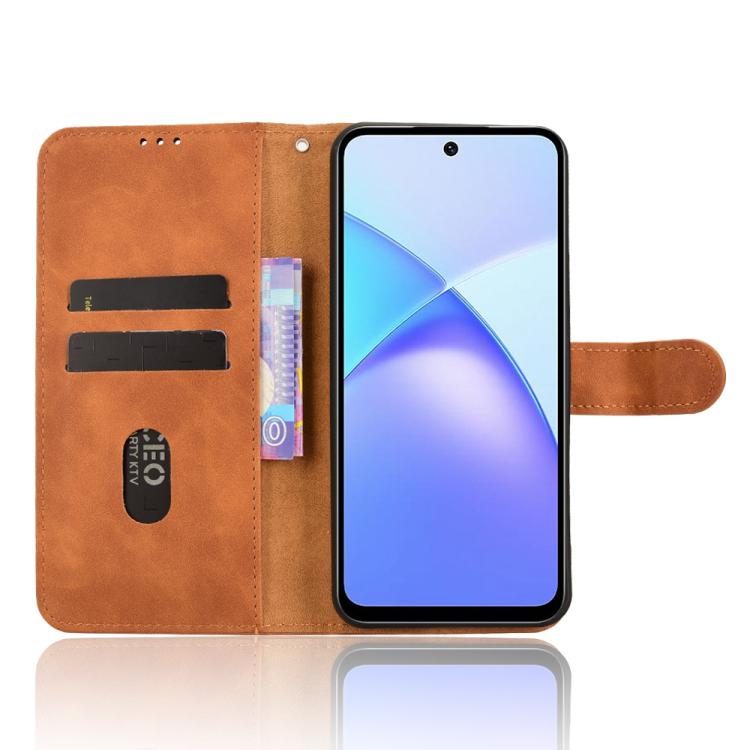 Funda de cuero con tapa magnética y diseño de piel para Infinix Smart 10 Plus 4G (marrón)