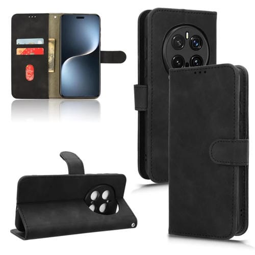 Funda de Cuero con Tapa Magnética para Honor Magic7 Pro (Negro)