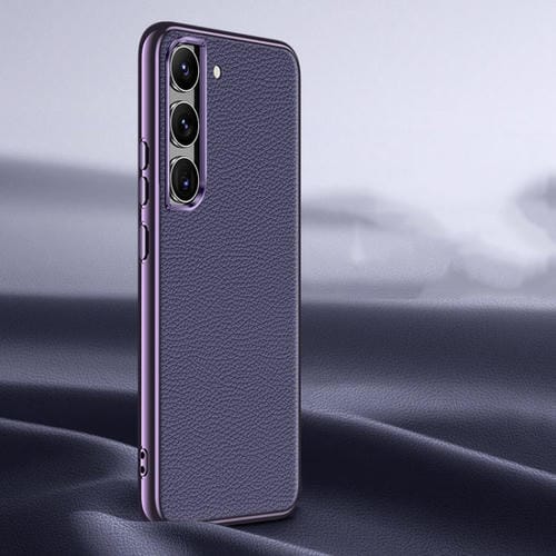 Para Samsung Galaxy S23+ 5G Litchi Texture Funda de teléfono de cuero genuino (Púrpura)