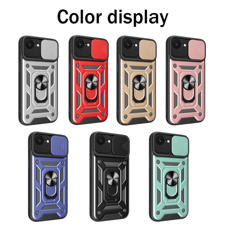 Funda para Teléfono TPU y PC iPhone 16E Cubierta Deslizante Cámara (Azul)