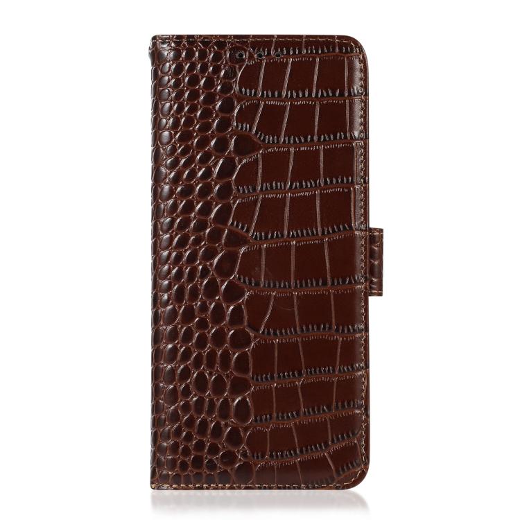 Funda para Teléfono Piel de Vaca con Capa Superior de Cocodrilo iPhone 16E (Marrón)