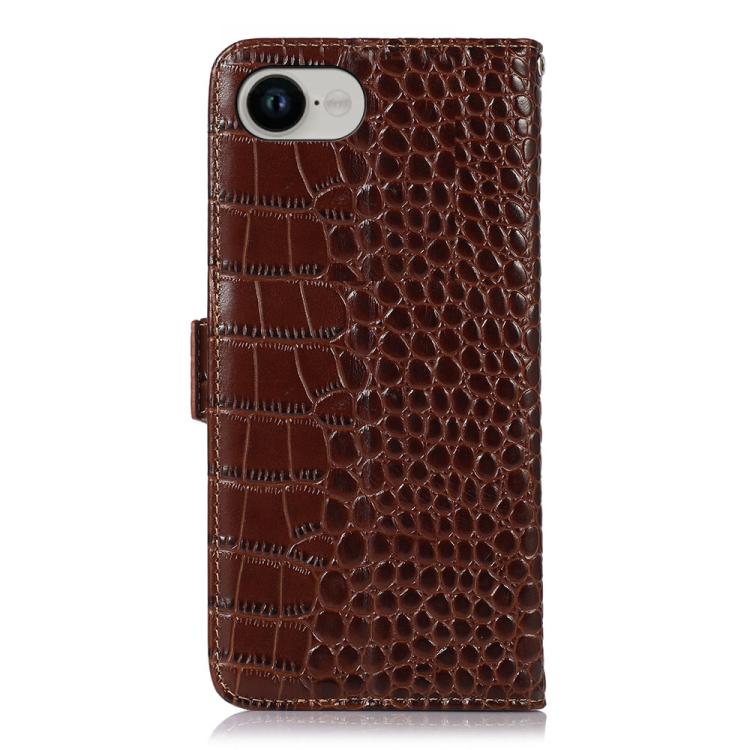 Funda para Teléfono Piel de Vaca con Capa Superior de Cocodrilo iPhone 16E (Marrón)