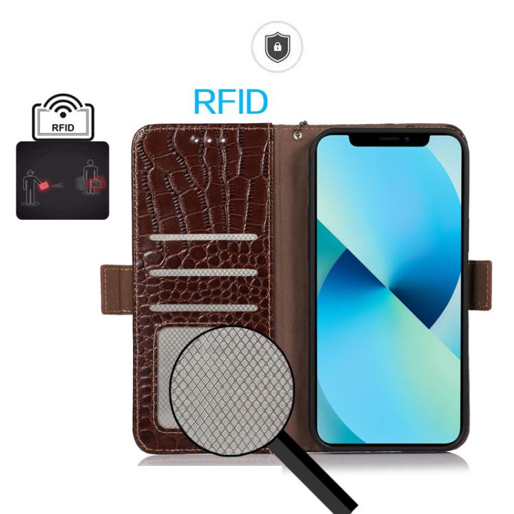 Funda para Teléfono Piel de Vaca con Capa Superior de Cocodrilo iPhone 16E (Marrón)