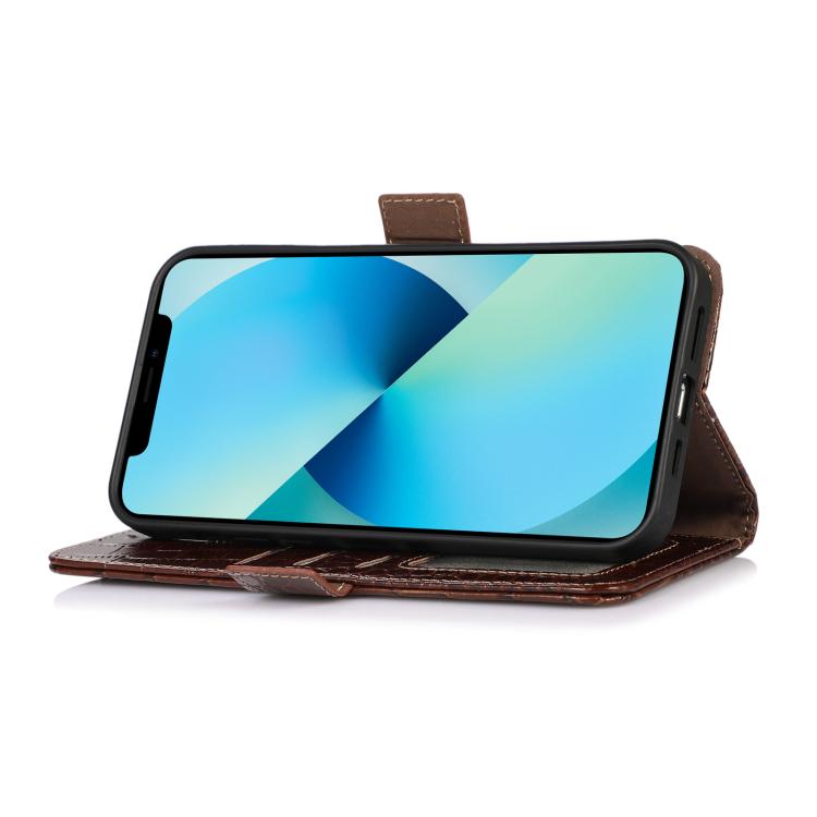 Funda para Teléfono Piel de Vaca con Capa Superior de Cocodrilo iPhone 16E (Marrón)