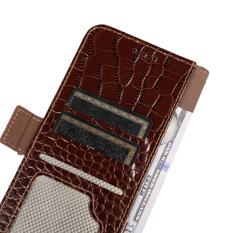 Funda para Teléfono Piel de Vaca con Capa Superior de Cocodrilo iPhone 16E (Marrón)