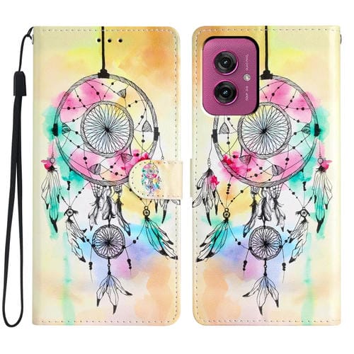 Funda de Cuero para Motorola Moto G55 con Dibujo Atrapasueños (Colores)
