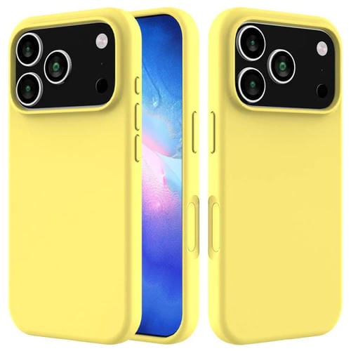 Funda de silicona de color sólido para iPhone 17 Pro Max (amarillo limón)