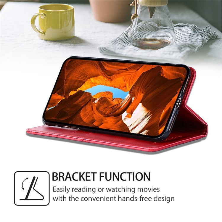Funda de Cuero Magnética Textura de Vaca TCL 501 4G (Rojo)