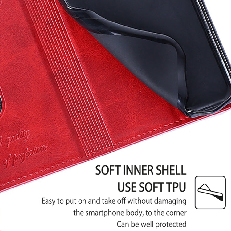 Funda de Cuero Magnética Textura de Vaca TCL 501 4G (Rojo)