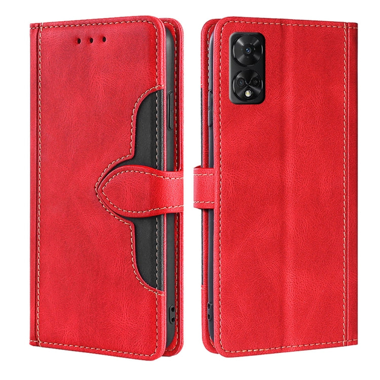 Funda de Cuero con Hebilla Magnética para TCL 50 5G (Rojo)