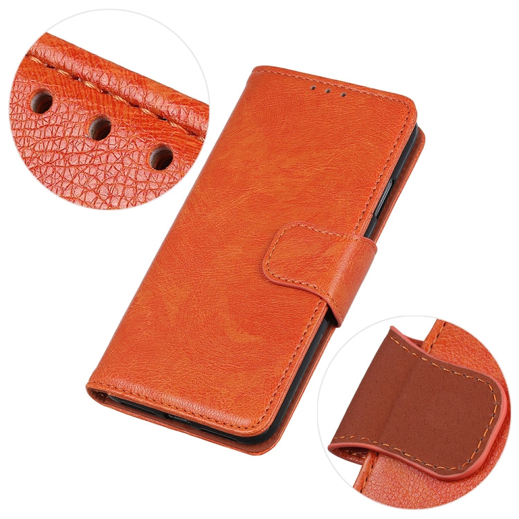 Funda de Cuero con Textura Nappa para OnePlus Nord 13 (Naranja)