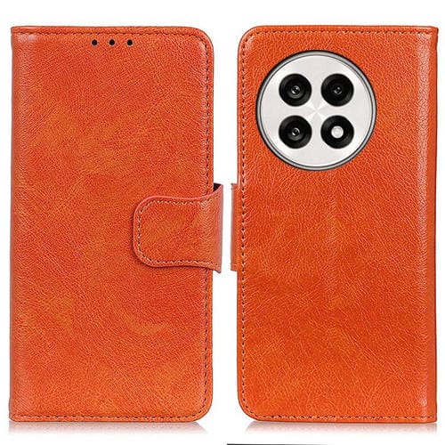 Funda de Cuero Textura Nappa para OnePlus 13R Global (Naranja)