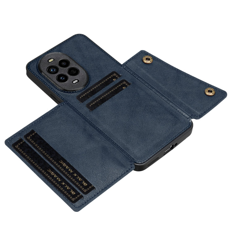 Funda Magnética para Huawei Nova 13 Pro con Ranuras para Tarjetas y Doble Hebilla (Azul)