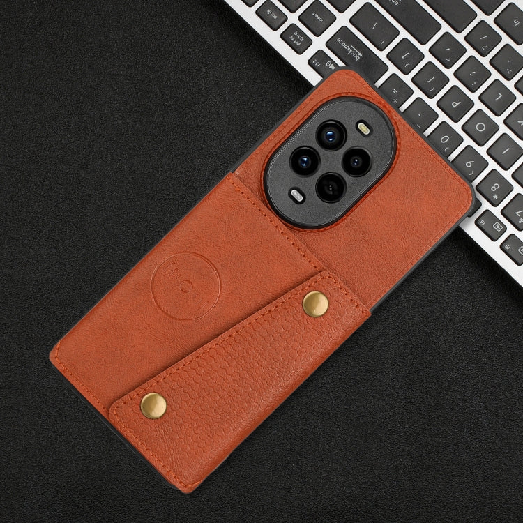 Funda Magnética Huawei Nova 13 Pro con Ranuras para Tarjetas y Doble Hebilla (Marrón)