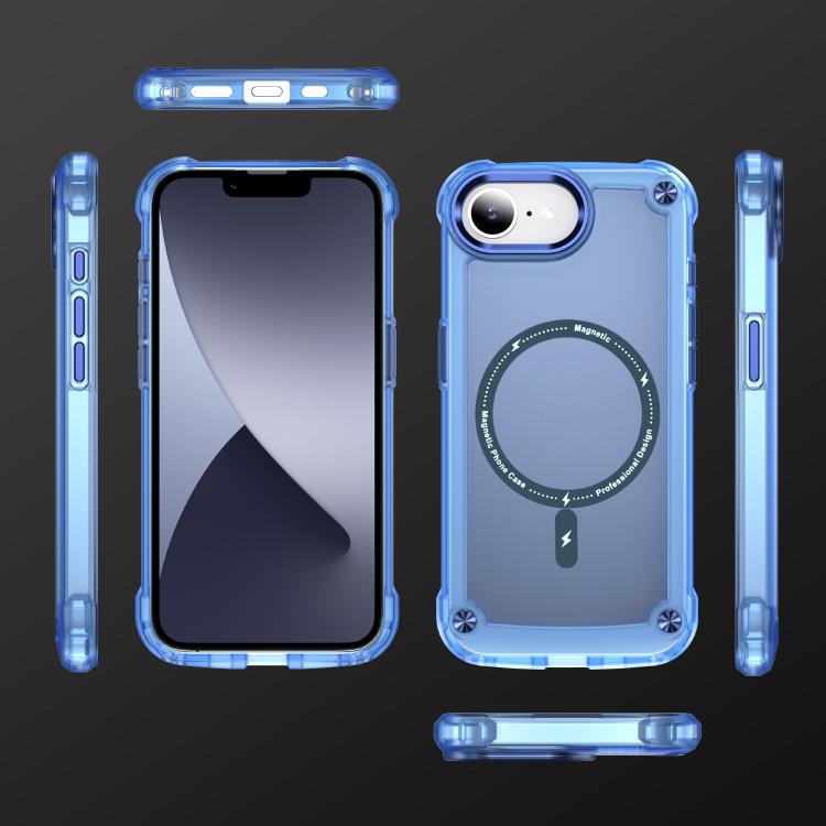 Funda Magnética para iPhone 16E TPU y PC Magsafe con Tacto de Piel (Azul Transparente)
