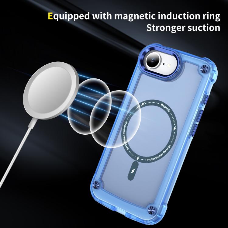 Funda Magnética para iPhone 16E TPU y PC Magsafe con Tacto de Piel (Azul Transparente)