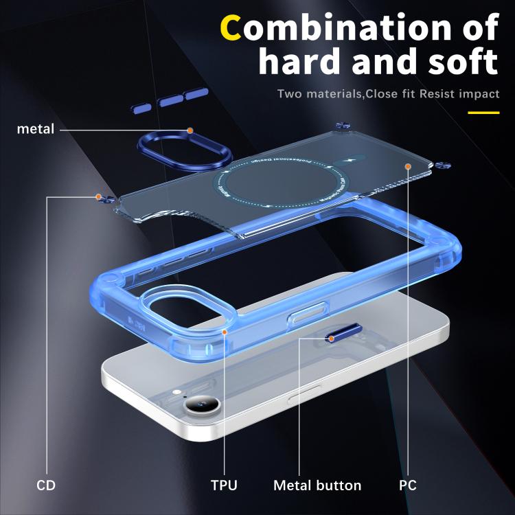 Funda Magnética para iPhone 16E TPU y PC Magsafe con Tacto de Piel (Azul Transparente)