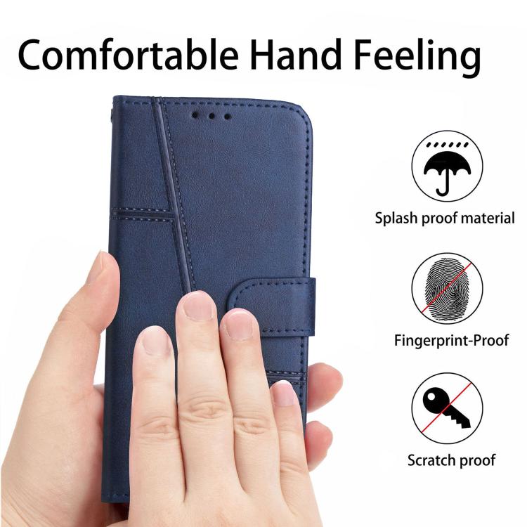 Funda de Piel con Hebilla y Textura de Becerro para Realme 14 Pro (Azul)