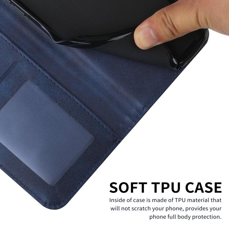 Funda de Piel con Hebilla y Textura de Becerro para Realme 14 Pro (Azul)