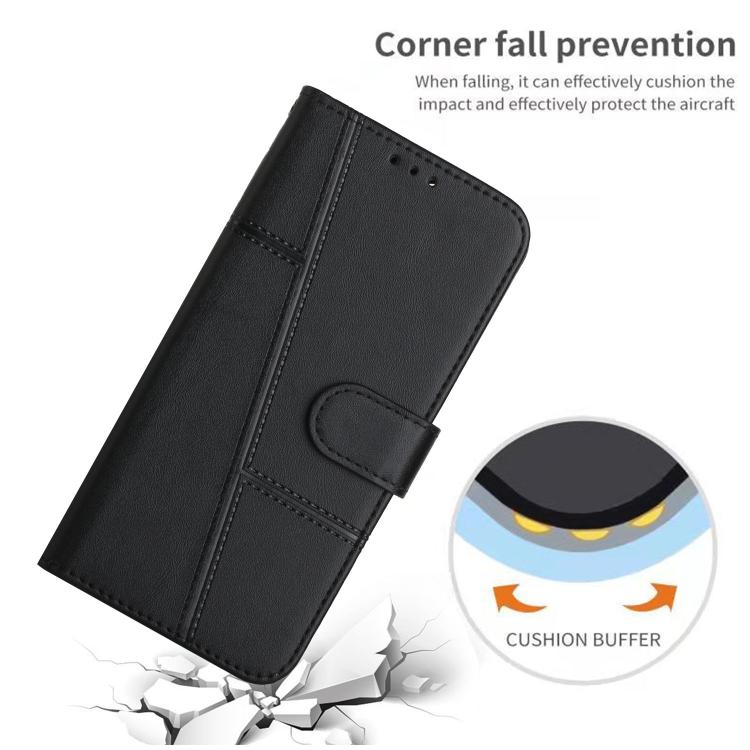 Funda de Piel con Hebilla y Textura de Becerro para Realme 14 Pro+ (Negra)