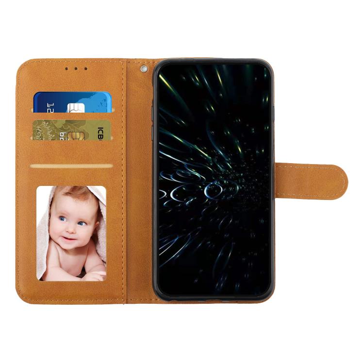 Funda de Piel con Textura de Becerro y Hebilla para Realme 14 Pro+ (Amarilla)