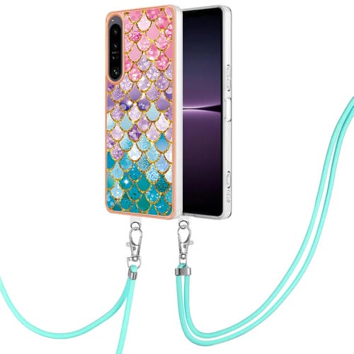 Funda TPU para Sony Xperia 1 IV con Galvanoplastia IMD y Cordón (Escamas de Colores)