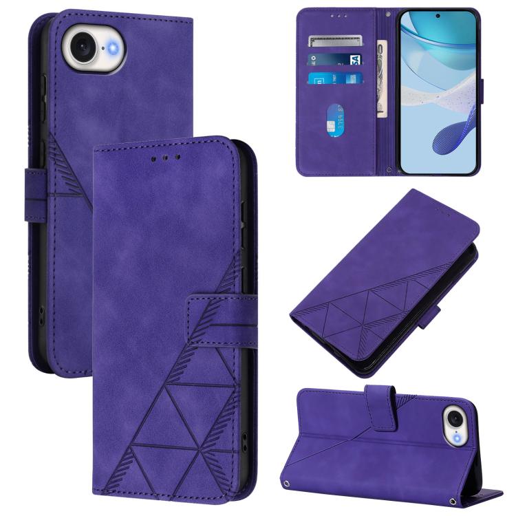 Funda de Cuero para iPhone 16E con Tapa y Relieve 3D (Morado)