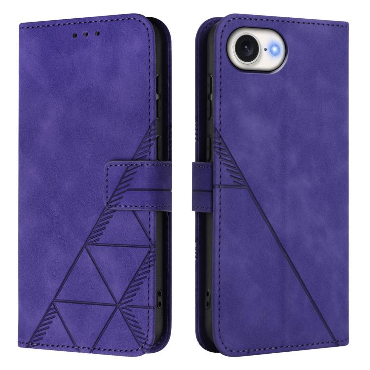 Funda de Cuero para iPhone 16E con Tapa y Relieve 3D (Morado)