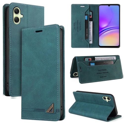 Funda de Cuero para Samsung Galaxy A05 Skin Feel con Tapa Horizontal Cepillo Antirrobo Soporte (Azul)