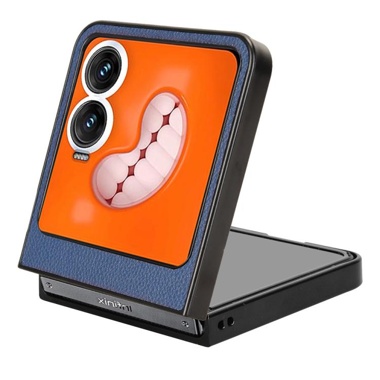 Funda Trasera con Ranuras para Tarjetas para Tecno Phantom V Flip2 (Azul)