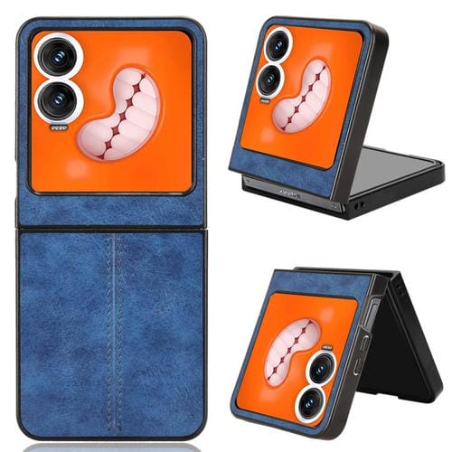 Funda Trasera para Tecno Phantom V Flip2 con Estampado de Vaca (Azul)