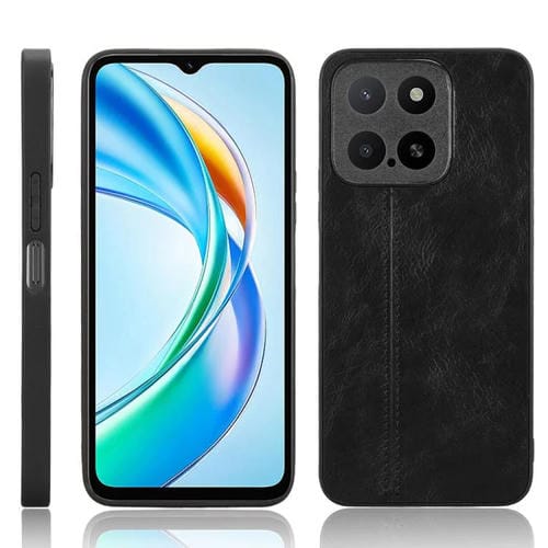 Funda para Teléfono Honor X5B y X5B Plus Estampado de Vaca con Costura (Negra)