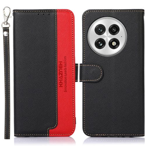 Funda de Cuero Khazneh Rfid con Textura de Lichi para OnePlus Nord 13 (Negra)